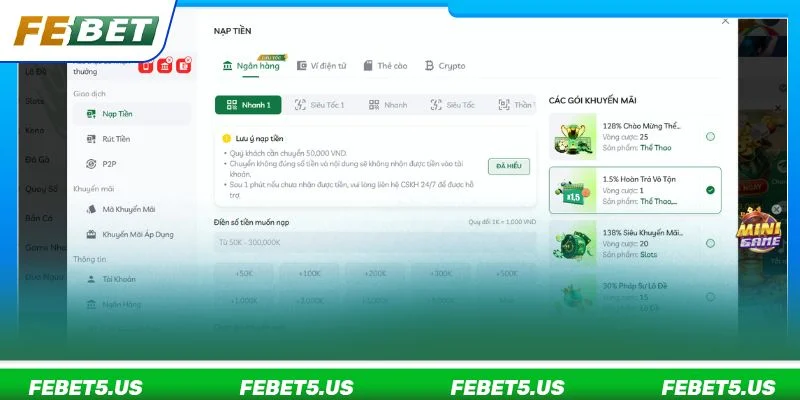 FEBET examsgeek.com - Link Vào Trang Chủ, Nhà Cái Thể Thao Mới Nhất 09/2026 Chỉ vài bước là bạn lập tức có thể nạp tiền vào sảnh cược của FEBET